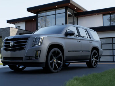 Cadillac Escalade wrapped in Hexis Satin HX20000 Metallic Grey car wrap film HX20G03S