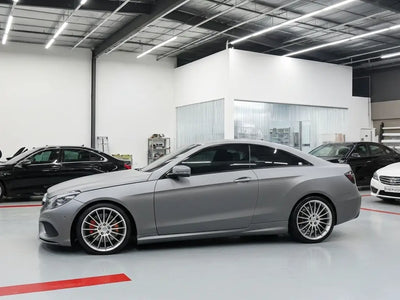 DIY Mercedes-Benz E-Class Coupe wrapped in Satin HX20000 Metallic Grey restyling film HX20G03S
