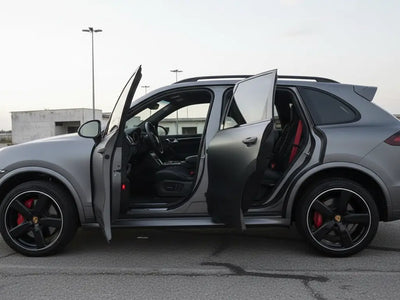 Porsche Cayenne wrapped in Satin HX20000 Argentic Grey restyling film HX20G04S