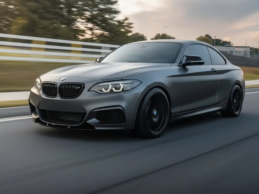 BMW 2 Series wrapped in Satin HX20000 Argentic Grey automotive vinyl film HX20G04S