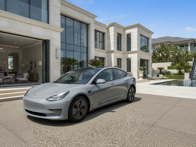 DIY Tesla 3 wrapped in Gloss HX20000 Dust Grey automotive vinyl film HX20G06B