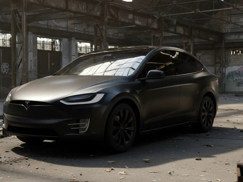 DIY Tesla X wrapped in Satin HX20000 Alloy Grey Wet wrap film HX20G15W