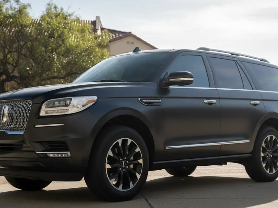 Lincoln Navigator wrapped in Satin HX20000 Alloy Grey Wet restyling film HX20G15W