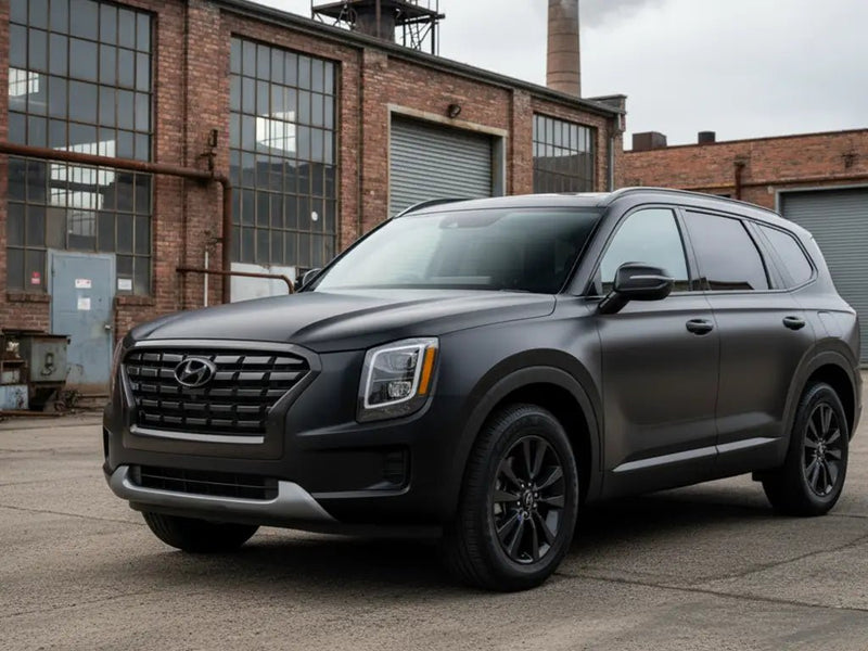 Hyundai Palisade wrapped in Hexis Satin HX20000 Alloy Grey Wet vinyl wrap HX20G15W