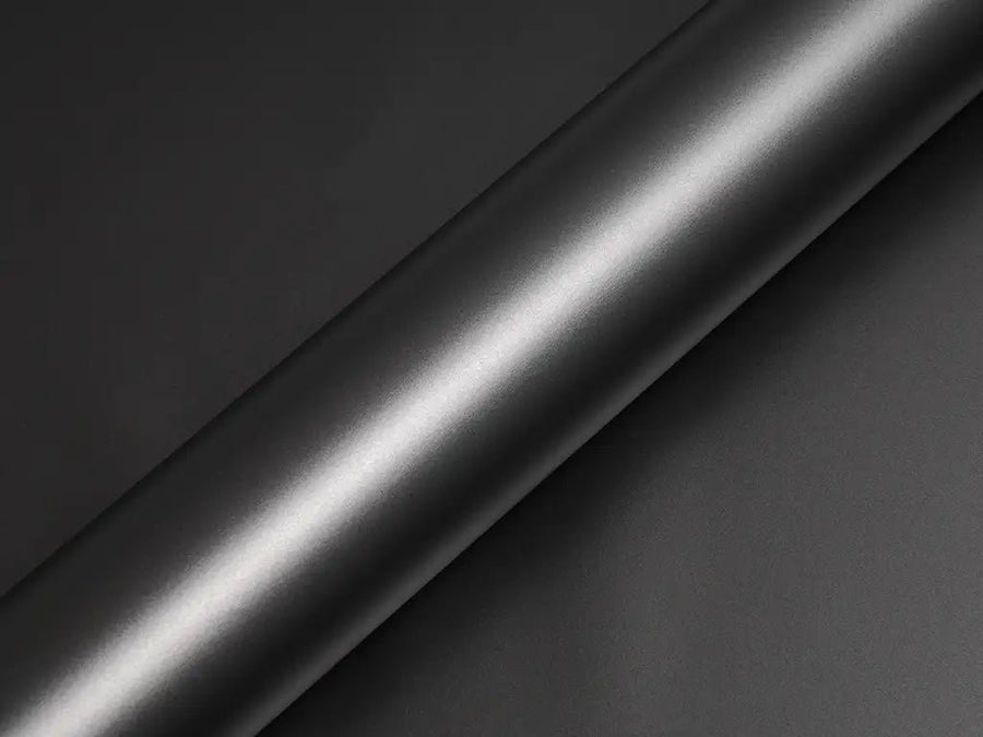 Color swatch of Hexis HX20000 Matte Metallic Anthracite Gray Vinyl Wrap HX20GANM