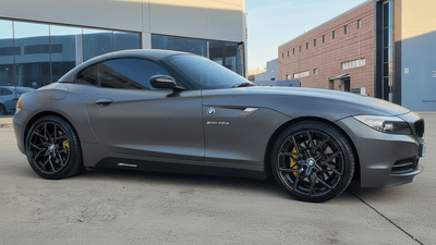 DIY BMW Z4 wrapped in Matte HX20000 Metallic Anthracite Gray car wrap film HX20GANM
