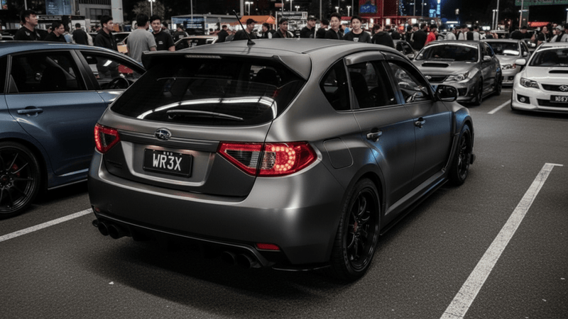 Subaru Impreza WRX wrapped in Hexis Matte HX20000 Metallic Anthracite Gray automotive vinyl film HX20GANM