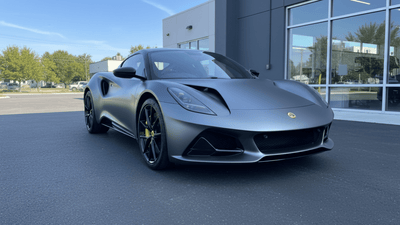 Lotus Emira wrapped in Hexis Matte HX20000 Metallic Anthracite Gray automotive vinyl film HX20GANM