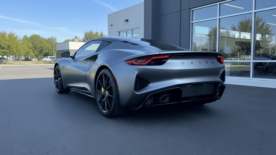 Lotus Emira wrapped in Hexis Matte HX20000 Metallic Anthracite Gray wrap film HX20GANM
