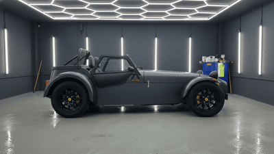 Caterham Seven wrapped in Hexis Matte HX20000 Metallic Anthracite Gray car wrap film HX20GANM