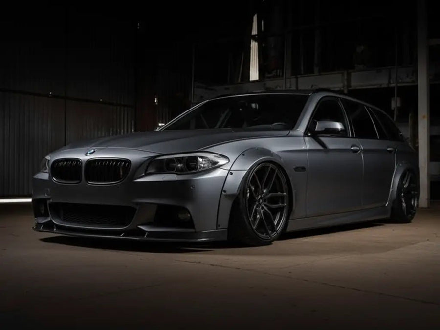 DIY BMW 5 Series Touring wrapped in Matte HX20000 Frozen Grey automotive vinyl film HX20GGIM