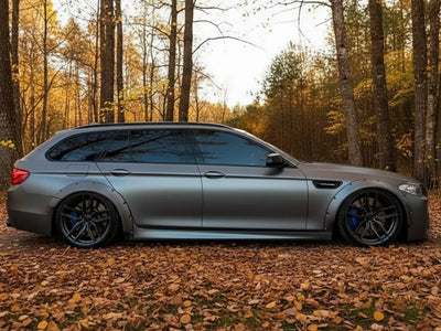 BMW 5 Series Touring wrapped in Hexis Matte HX20000 Frozen Grey vinyl wrap HX20GGIM