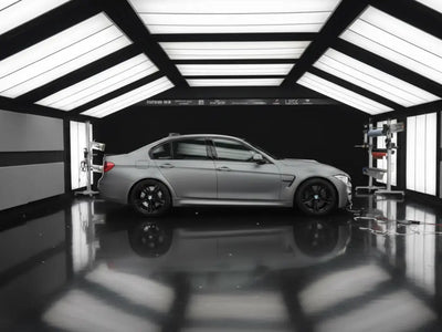 BMW M3 wrapped in Matte HX20000 Frozen Grey automotive vinyl film HX20GGIM