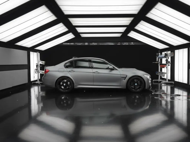 BMW M3 wrapped in Matte HX20000 Frozen Grey automotive vinyl film HX20GGIM