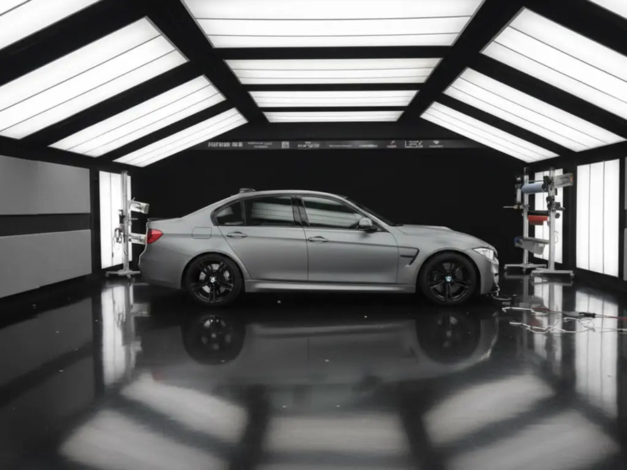 BMW M3 wrapped in Matte HX20000 Frozen Grey automotive vinyl film HX20GGIM