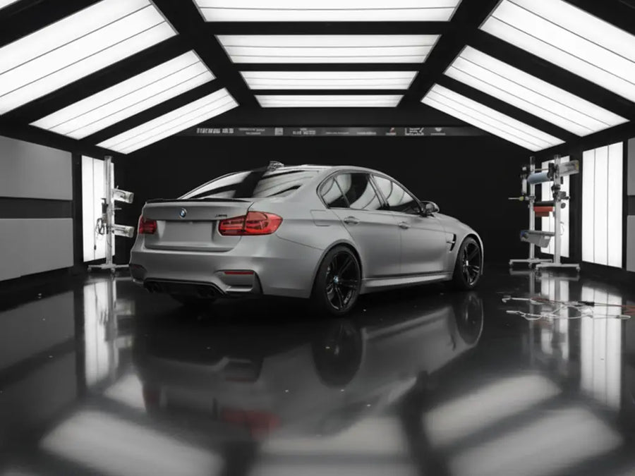 BMW M3 wrapped in Hexis Matte HX20000 Frozen Grey automotive vinyl film HX20GGIM