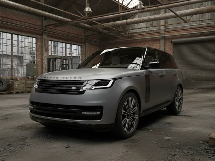Range Rover wrapped in Matte HX20000 Frozen Grey restyling film HX20GGIM