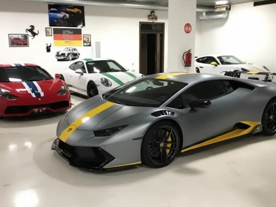 DIY Lamborghini Huracán wrapped in Matte HX20000 Frozen Grey wrap film HX20GGIM