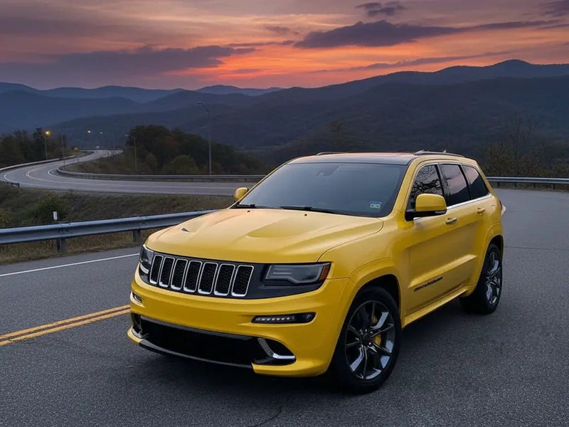 DIY Jeep Grand Cherokee wrapped in Matte HX20000 Yellow Jaipur car wrap film HX20JJAM