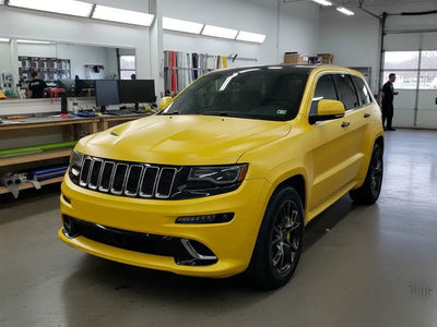 Jeep Grand Cherokee wrapped in Hexis Matte HX20000 Yellow Jaipur wrap film HX20JJAM
