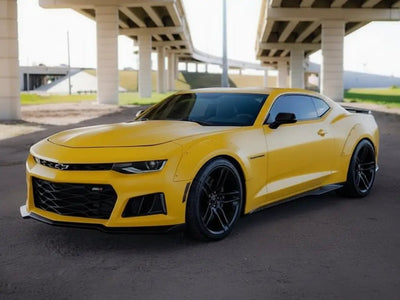 Chevrolet Camaro wrapped in Matte HX20000 Yellow Jaipur wrap film HX20JJAM