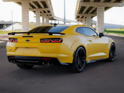 Chevrolet Camaro wrapped in Matte HX20000 Yellow Jaipur restyling film HX20JJAM