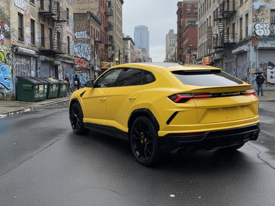 DIY Lamborghini Urus wrapped in Gloss HX20000 Honey Yellow restyling film HX20JMIB