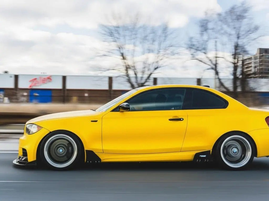 DIY BMW 1 Series Coupe wrapped in Gloss HX20000 Honey Yellow wrap film HX20JMIB