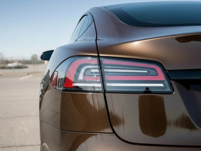 Tesla S wrapped in Gloss HX20000 Coffee Brown car wrap film HX20MCAB