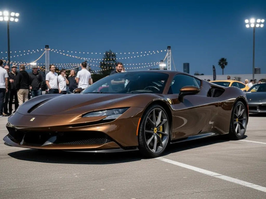 DIY Ferrari SF90 Stradale wrapped in Gloss HX20000 Coffee Brown vinyl wrap HX20MCAB