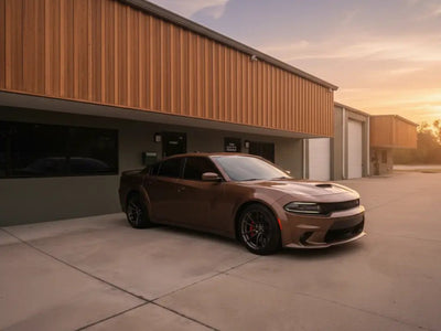 Dodge Charger wrapped in Hexis Gloss HX20000 Marrakesh Brown wrap film HX20MMAB