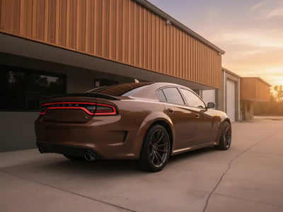 Dodge Charger wrapped in Hexis Gloss HX20000 Marrakesh Brown car wrap film HX20MMAB
