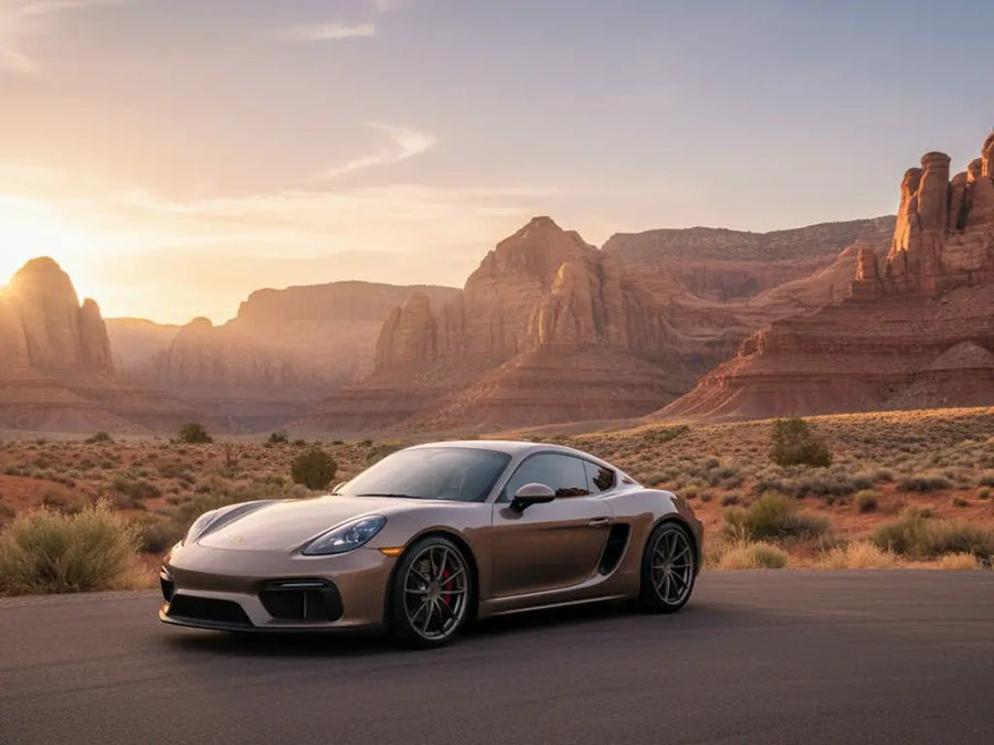 Porsche 718 Cayman wrapped in Gloss HX20000 Marrakesh Brown restyling film HX20MMAB