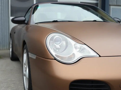 Porsche 911 wrapped in Matte HX20000 Marrakesh Brown car wrap film HX20MMAM