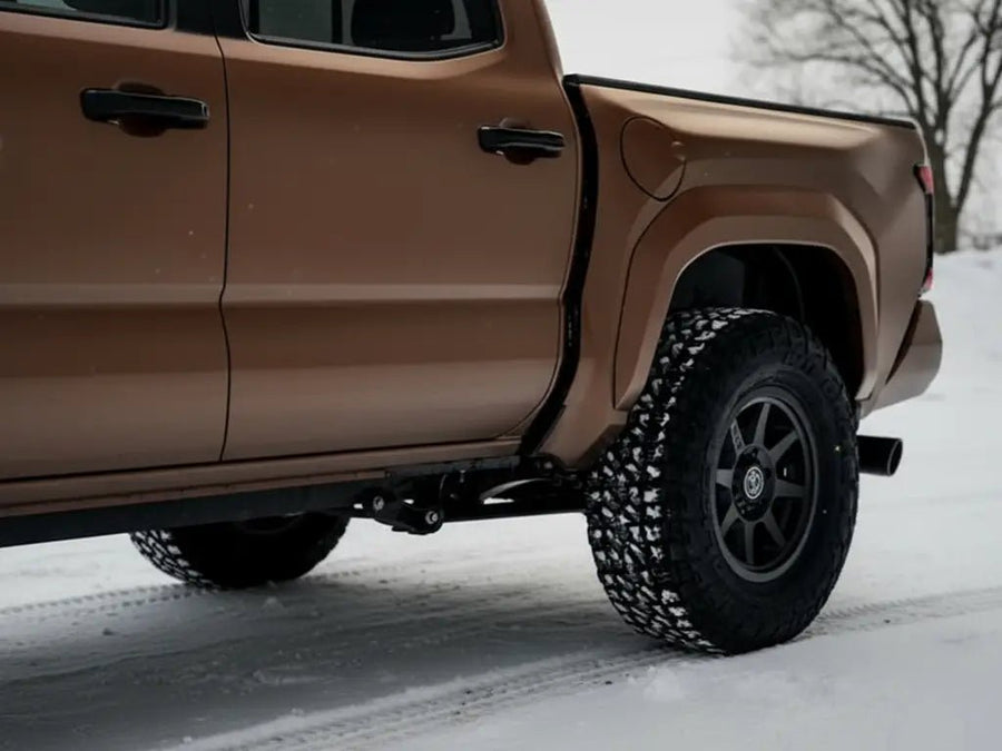Toyota Tacoma wrapped in Hexis Matte HX20000 Marrakesh Brown automotive vinyl film HX20MMAM detail