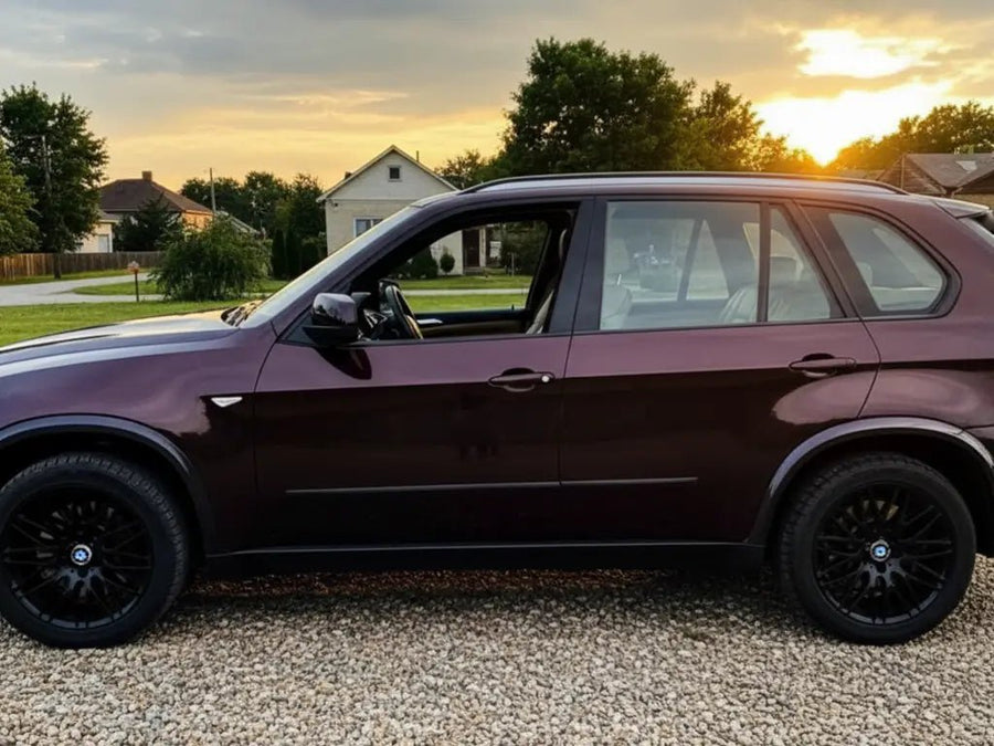 DIY BMW X5 wrapped in Gloss HX20000 Vampire Black vinyl wrap HX20N03B