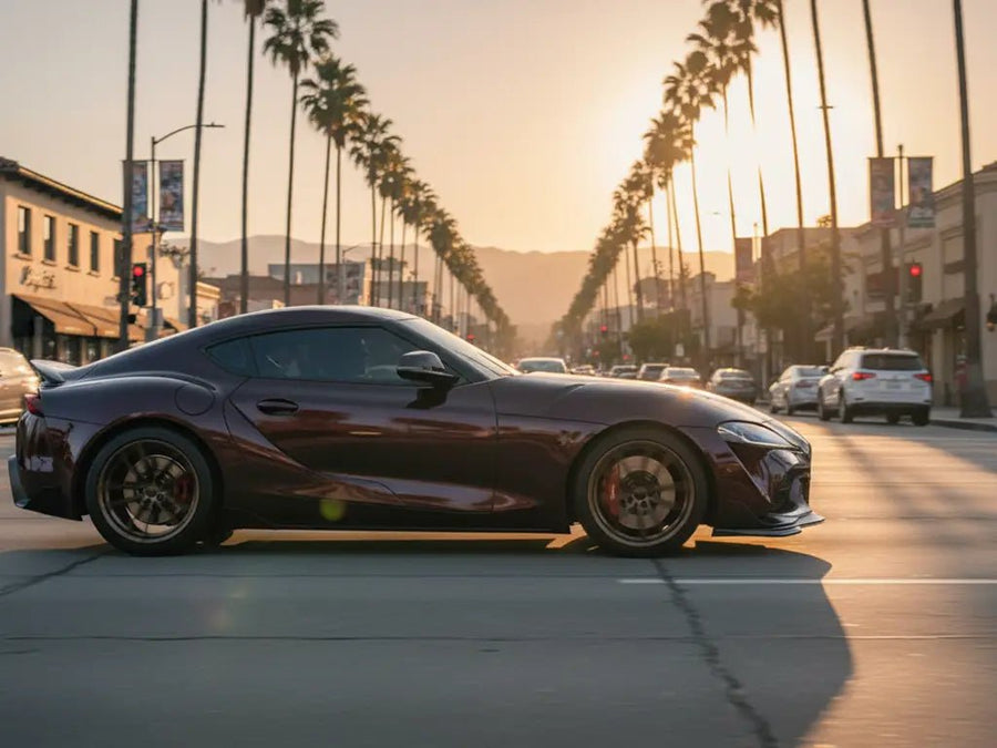 Toyota Supra wrapped in Gloss HX20000 Vampire Black vinyl wrap HX20N03B
