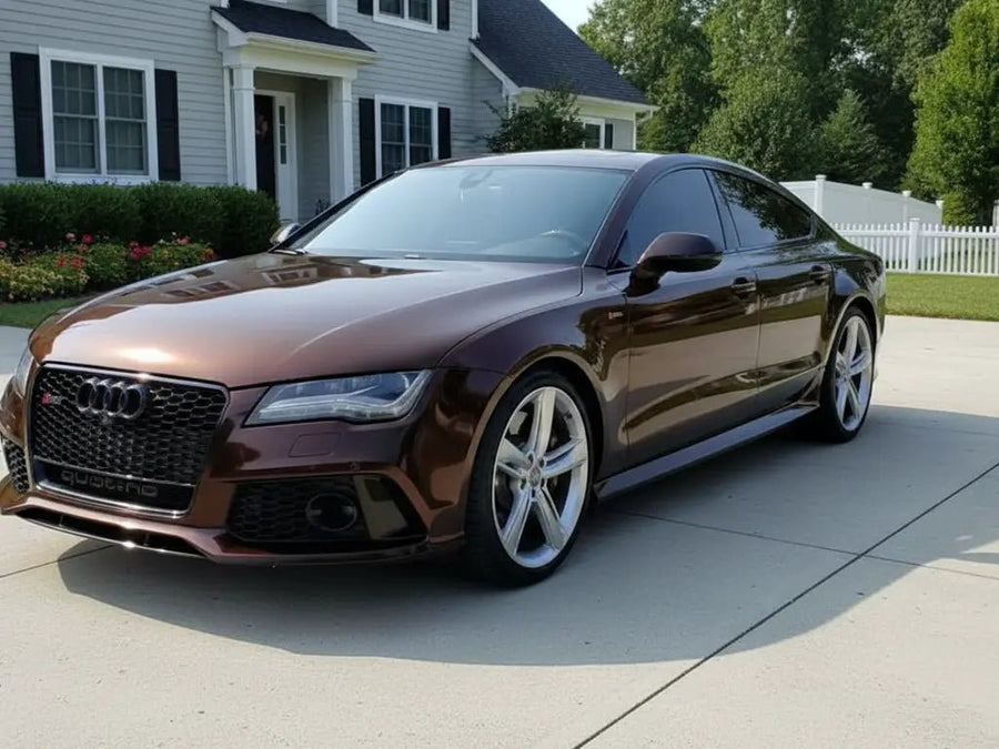 DIY Audi RS7 wrapped in Gloss HX20000 Vampire Black vinyl wrap HX20N03B