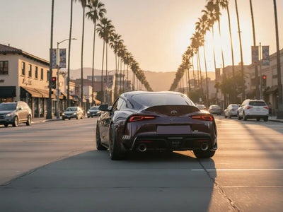 Toyota Supra wrapped in Gloss HX20000 Vampire Black automotive vinyl film HX20N03B