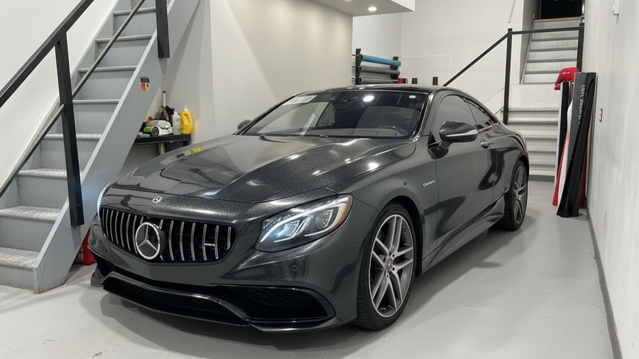 Mercedes-Benz S-Class Coupe wrapped in Gloss HX20000 Catechu Black automotive vinyl film HX20NCAB