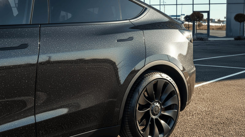 DIY Tesla Y wrapped in Gloss HX20000 Catechu Black restyling film HX20NCAB