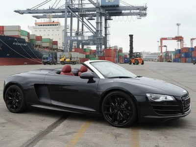 Audi R8 Spyder wrapped in Gloss HX20000 Glitter Black Sparkle car wrap film HX20NEPB