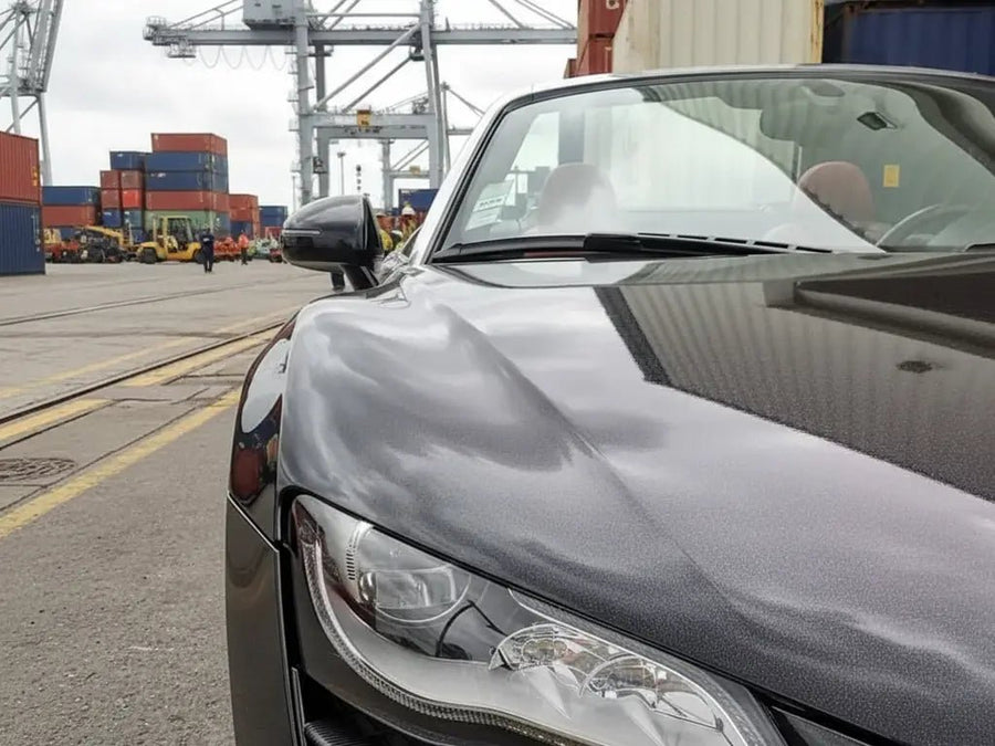 DIY Audi R8 wrapped in Gloss HX20000 Glitter Black Sparkle wrap film HX20NEPB detail