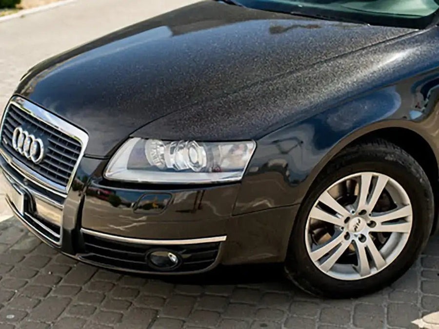 Audi A6 wrapped in Hexis Gloss HX20000 Glitter Black Sparkle restyling film HX20NEPB
