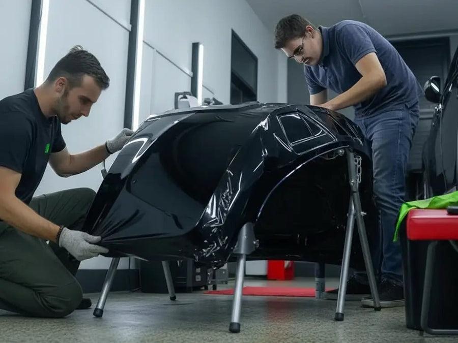 Color swatch of Hexis HX20000 Gloss Mystery Black Vinyl Wrap HX20NMYB