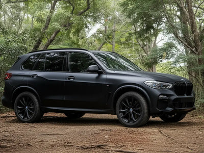 DIY BMW X5 wrapped in Matte HX20000 Deep Black wrap film HX20NPRM