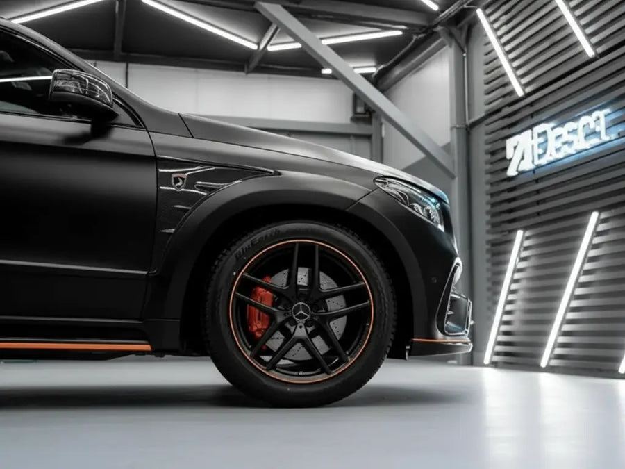 DIY Mercedes-Benz GLE wrapped in Matte HX20000 Deep Black restyling film HX20NPRM