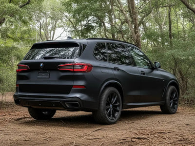 BMW X5 wrapped in Hexis Matte HX20000 Deep Black vinyl wrap HX20NPRM