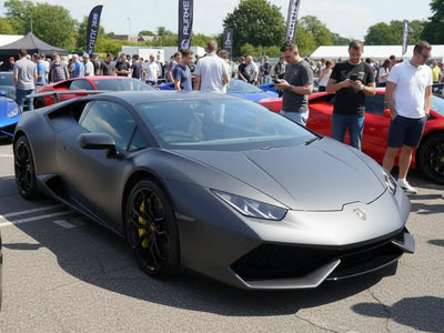 Lamborghini Huracán wrapped in Hexis Satin HX20000 Deep Black car wrap film HX20NPRS