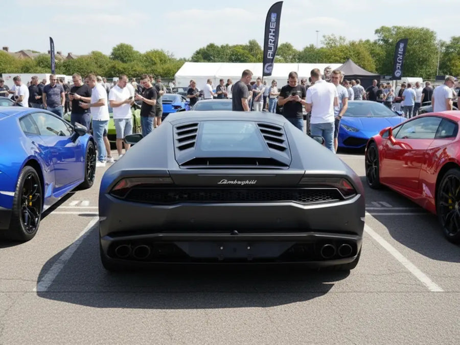 Lamborghini Huracán wrapped in Hexis Satin HX20000 Deep Black automotive vinyl film HX20NPRS